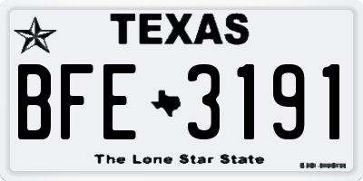 TX license plate BFE3191