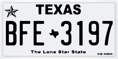 TX license plate BFE3197