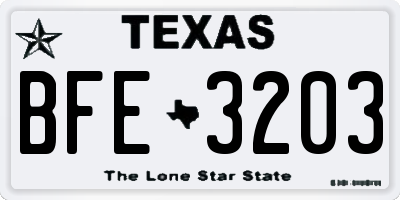 TX license plate BFE3203