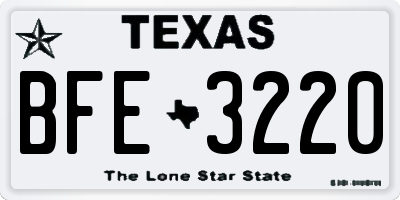 TX license plate BFE3220