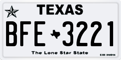 TX license plate BFE3221
