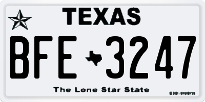 TX license plate BFE3247