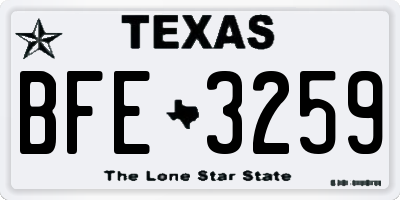 TX license plate BFE3259