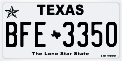 TX license plate BFE3350