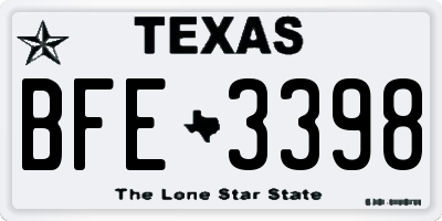 TX license plate BFE3398