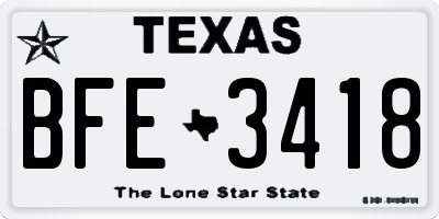 TX license plate BFE3418