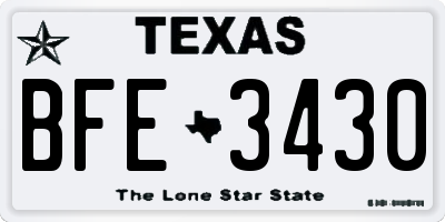 TX license plate BFE3430