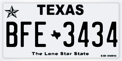 TX license plate BFE3434
