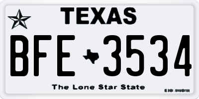 TX license plate BFE3534