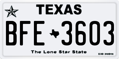 TX license plate BFE3603