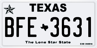 TX license plate BFE3631