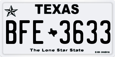 TX license plate BFE3633