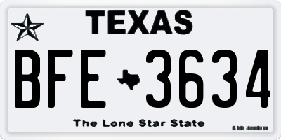 TX license plate BFE3634