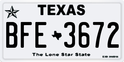 TX license plate BFE3672