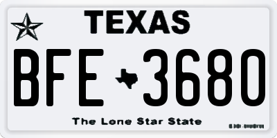 TX license plate BFE3680