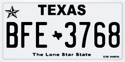 TX license plate BFE3768