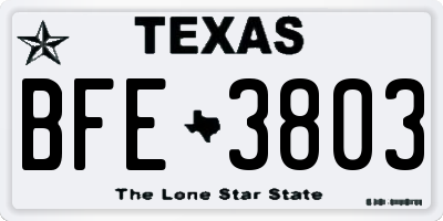 TX license plate BFE3803