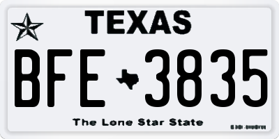TX license plate BFE3835