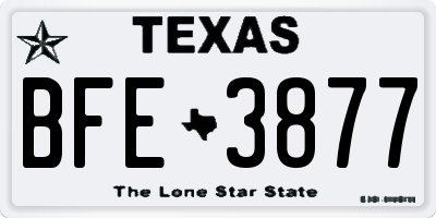 TX license plate BFE3877