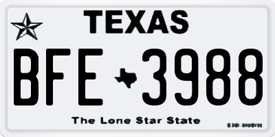 TX license plate BFE3988