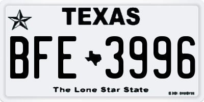 TX license plate BFE3996