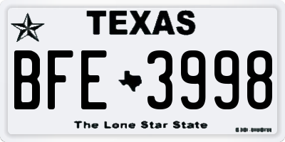 TX license plate BFE3998