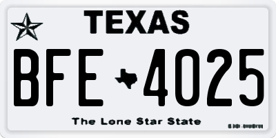 TX license plate BFE4025