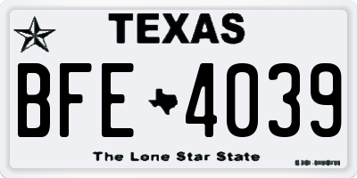 TX license plate BFE4039