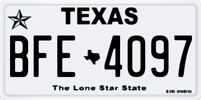 TX license plate BFE4097