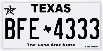 TX license plate BFE4333