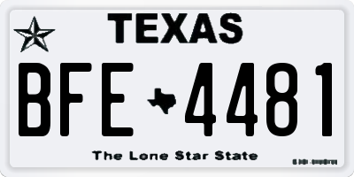 TX license plate BFE4481