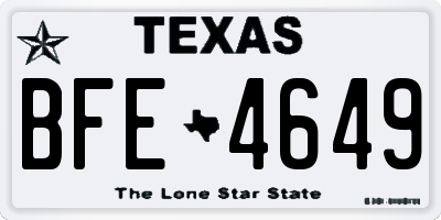 TX license plate BFE4649
