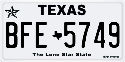 TX license plate BFE5749