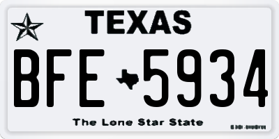 TX license plate BFE5934