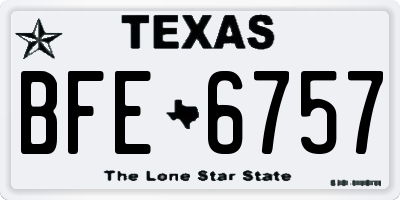 TX license plate BFE6757