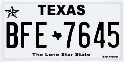 TX license plate BFE7645