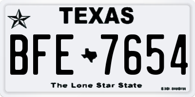 TX license plate BFE7654