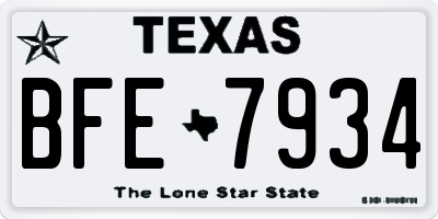TX license plate BFE7934
