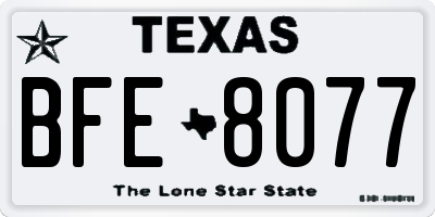 TX license plate BFE8077