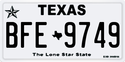 TX license plate BFE9749
