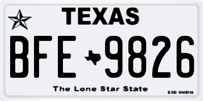TX license plate BFE9826