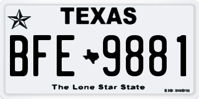 TX license plate BFE9881
