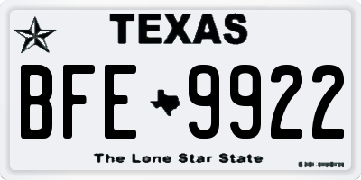 TX license plate BFE9922