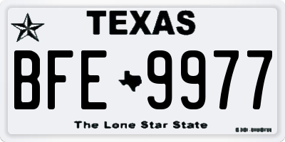 TX license plate BFE9977