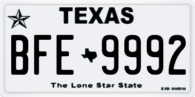 TX license plate BFE9992