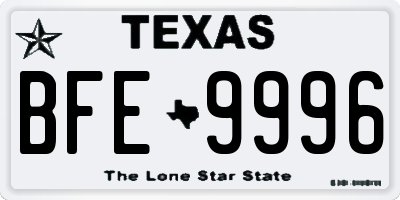 TX license plate BFE9996