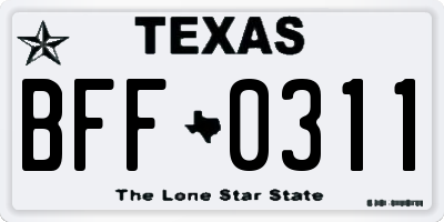 TX license plate BFF0311