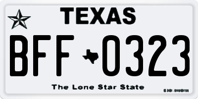 TX license plate BFF0323