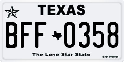 TX license plate BFF0358