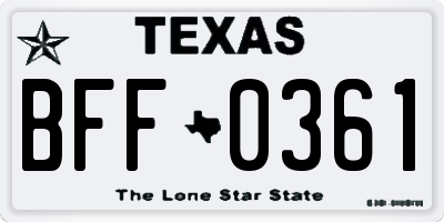 TX license plate BFF0361